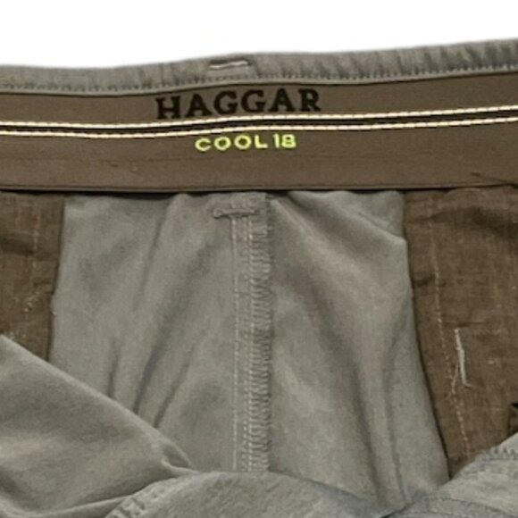 HAGGAR COOL 18 Men's Shorts Size 34 Waist Greyish Blue 4 Pockets Stretch *READ - Picture 4 of 8